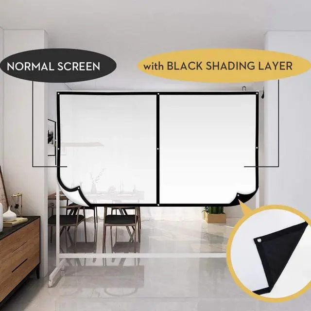 Alt view image 3 of 7 - Double Layer Projector Screen 100 inch 16:9 Portable Projection Movie Screen 3D with No Light Transmission for Home Theater Outdoor Indoor Office with 15 Nails No Crease