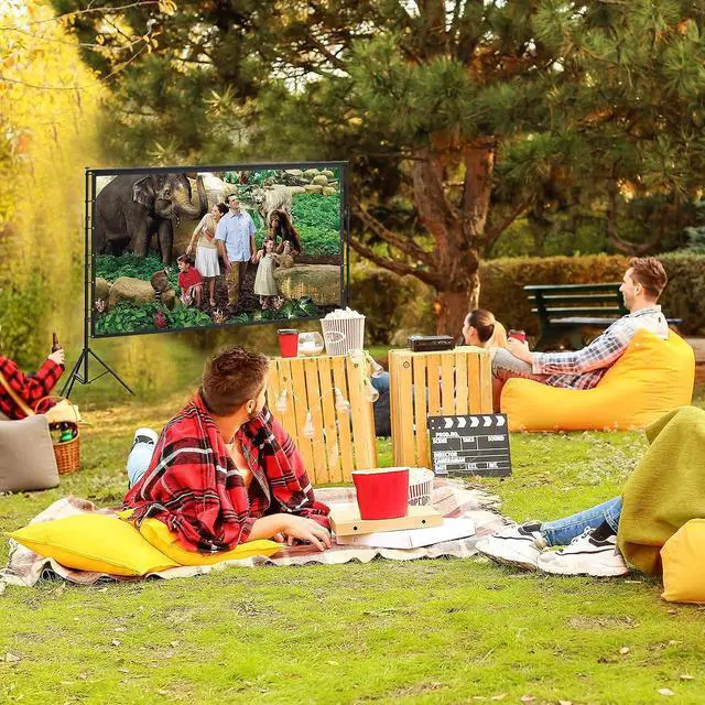 Alt view image 7 of 7 - AAJK 150-inch Portable Projector Screen with Stand Movie Screens for projectors Outdoor16:9 4K HD Movie Screen for Backyard Movie Night, Lightweight and Wrinkle-Free