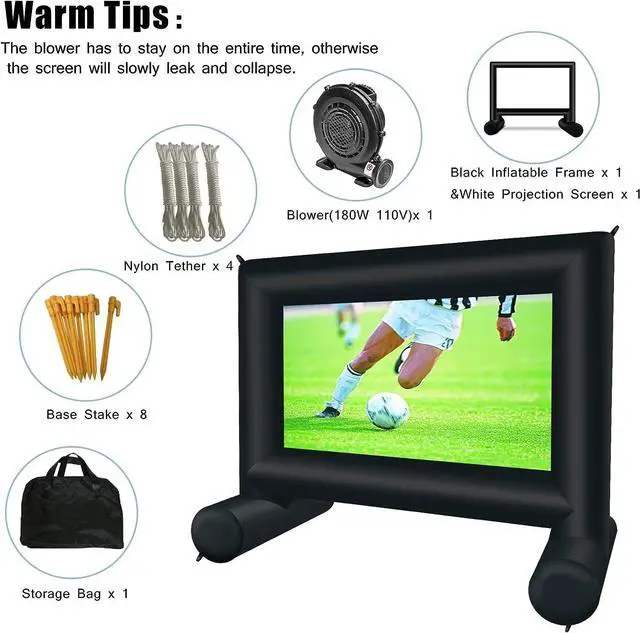 Alt view image 4 of 7 - 14 FT Inflatable Projector Movie Screen for Outside, Blow up Projector Screen Front/Rear Projection for Backyard Movie Night Outdoor Party