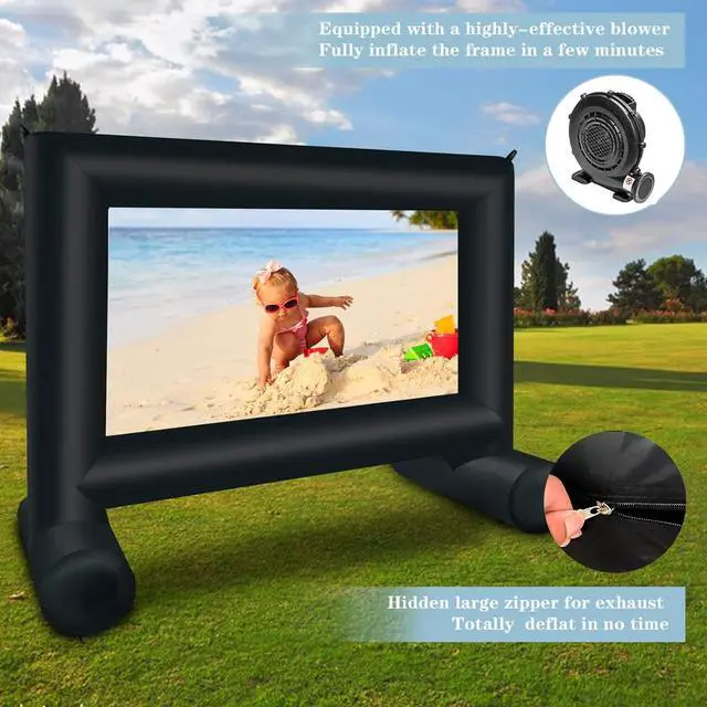 Alt view image 5 of 7 - 14 FT Inflatable Projector Movie Screen for Outside, Blow up Projector Screen Front/Rear Projection for Backyard Movie Night Outdoor Party