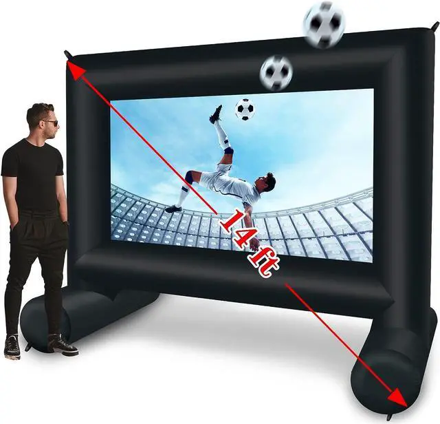 Alt view image 7 of 7 - 14 FT Inflatable Projector Movie Screen for Outside, Blow up Projector Screen Front/Rear Projection for Backyard Movie Night Outdoor Party