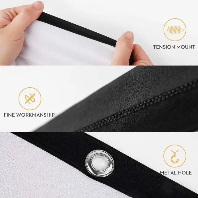 Alt view image 7 of 7 - Double Layer Projector Screen 100 inch 16:9 Portable Projection Movie Screen 3D with No Light Transmission for Home Theater Outdoor Indoor Office with 15 Nails No Crease