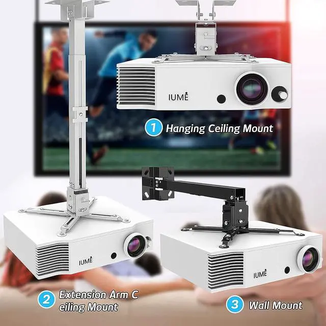 Alt view image 2 of 5 - Projector Ceiling Mount Universal Black Projector Mount Extendable Projector Stand Bracket Wall Mount Hanger Mounting for Most Projectors Video