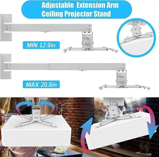 Alt view image 3 of 5 - Projector Ceiling Mount Universal Black Projector Mount Extendable Projector Stand Bracket Wall Mount Hanger Mounting for Most Projectors Video