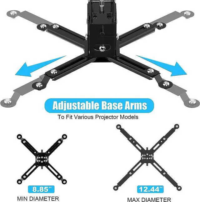 Alt view image 4 of 5 - Projector Ceiling Mount Universal Black Projector Mount Extendable Projector Stand Bracket Wall Mount Hanger Mounting for Most Projectors Video