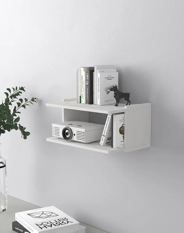 Alt view image 2 of 6 - Projector Wall Mount Shelf Projector Shelf Projector Mount Wall Floating Projector Shelf for Wall Accessories Projector Wall Mount Shelf Projector Holder Projector Stand Wall White
