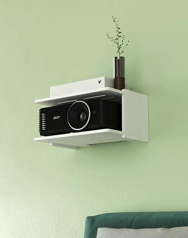 Alt view image 3 of 6 - Projector Wall Mount Shelf Projector Shelf Projector Mount Wall Floating Projector Shelf for Wall Accessories Projector Wall Mount Shelf Projector Holder Projector Stand Wall White