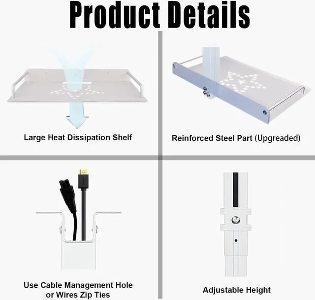 Alt view image 5 of 6 - Universal Ceiling Mount with Tray for Projector 11.8IN-20.5IN / 30CM-52CM Height Adjustable Projector Shelf Ceiling Projector Mount for Wall/Ceiling Aluminum Alloy (White)