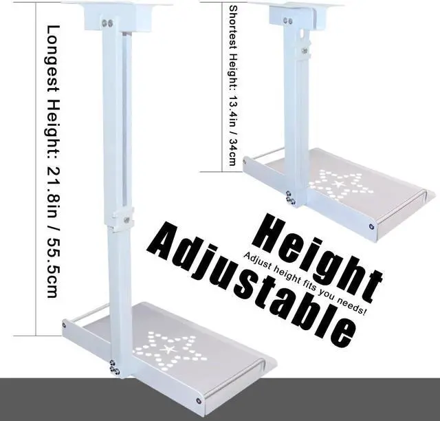 Alt view image 6 of 6 - Universal Ceiling Mount with Tray for Projector 11.8IN-20.5IN / 30CM-52CM Height Adjustable Projector Shelf Ceiling Projector Mount for Wall/Ceiling Aluminum Alloy (White)