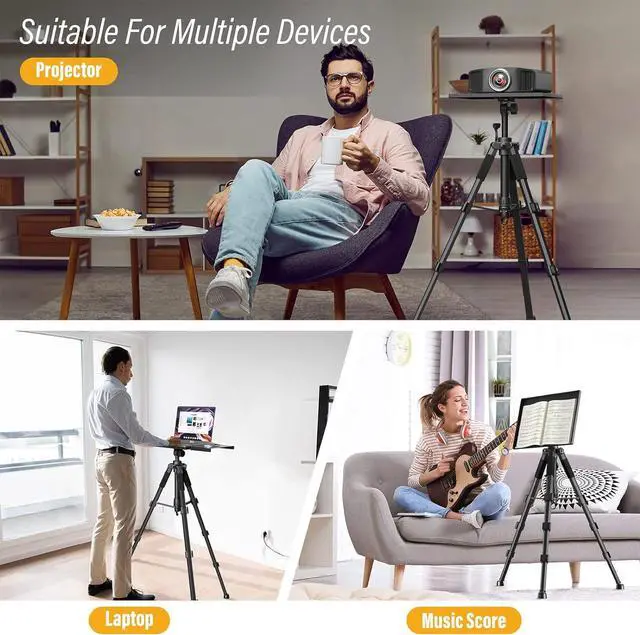Alt view image 2 of 7 - Projector Stand 2023 The Latest Projector Stand Tripod Adjustable from 17.6 to 51.4 Sturdy Laptop Tripod Stand Projector Tripod Stand for Presentations Home Cinema Studio and Stage Use