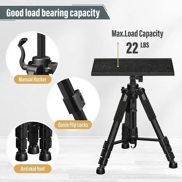 Alt view image 7 of 7 - Projector Stand 2023 The Latest Projector Stand Tripod Adjustable from 17.6 to 51.4 Sturdy Laptop Tripod Stand Projector Tripod Stand for Presentations Home Cinema Studio and Stage Use