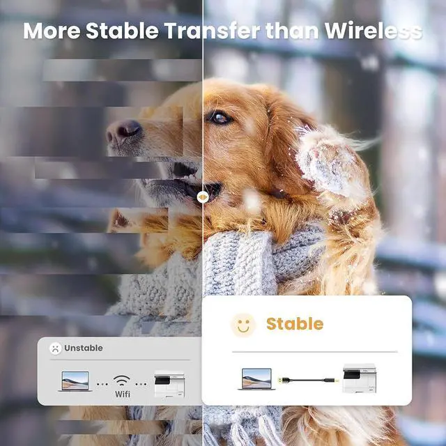 Alt view image 6 of 7 - USB Printer Cable - USB A to B Cable High-Speed Printer Cord Compatible with Hp Canon Brother   Epson Lexmark Xerox Piano Dac and More 10 FT