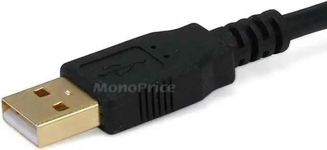 Alt view image 3 of 4 - USB-A Male to USB-B Male 2.0 Cable - 28/24AWG Shielded Gold Plated 15 Feet Black