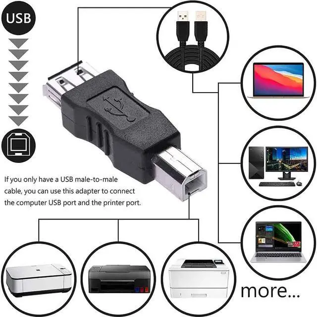 Alt view image 3 of 7 - USB A to B Adapter USB 2.0 A Female to USB B Male Printer Converter Connector Plug for Printer/Scanner Extender Connection Printer to USB Adapter (F/M ??-????????)