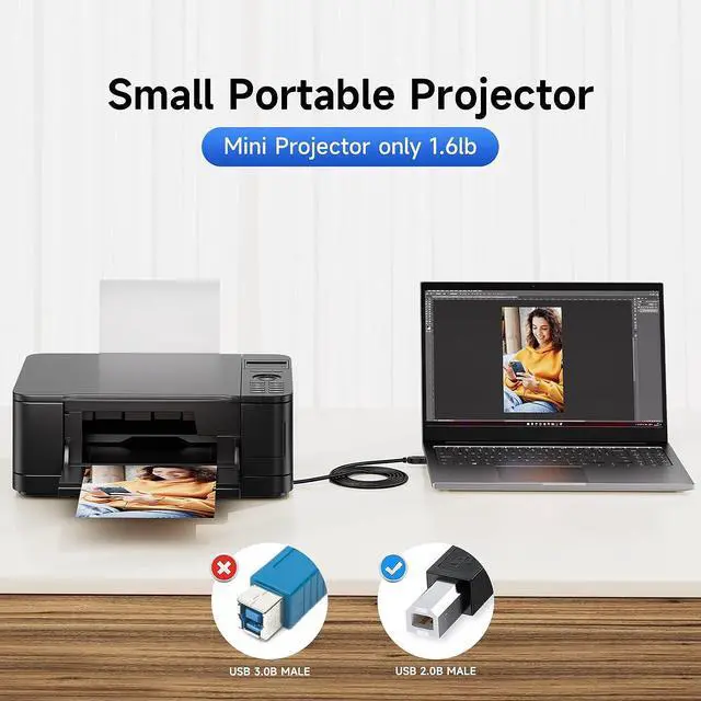 Alt view image 3 of 7 - USB 2.0 Printer Cable 25 FT 2.0 High Speed Printer Cable Type A Male to B Male Long USB A to B Cable 25 Foot