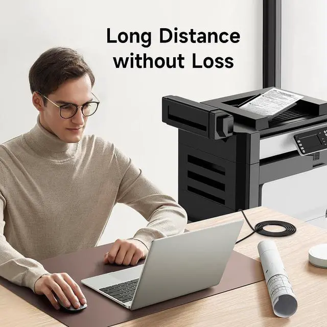 Alt view image 4 of 7 - USB 2.0 Printer Cable 25 FT 2.0 High Speed Printer Cable Type A Male to B Male Long USB A to B Cable 25 Foot