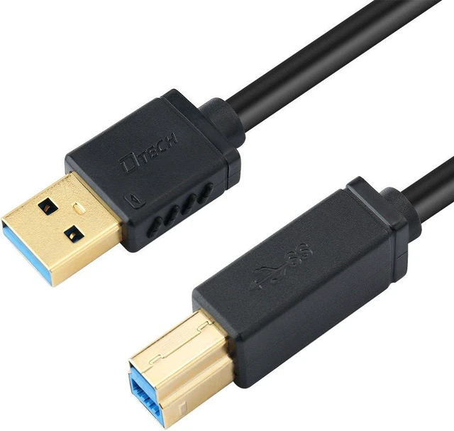 Main image of DTECH 6 ft Printer Cable USB to USB b Cord Type A 3.0 Square End Male to Male KVM Data Wire for Laptop Computer (6 Feet, Black)
