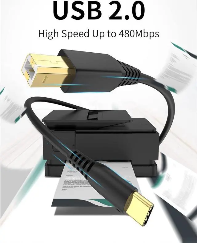 Alt view image 4 of 7 - USB C Printer Cable 6.6FT USB B to USB C Printer Cable 2.0 High-Speed Type C Printer Cord for MacBook Pro/Air USB C MIDI Cable for HP Canon Dell Epson Brother Lexmark and Scanner MIDI DJ Controller