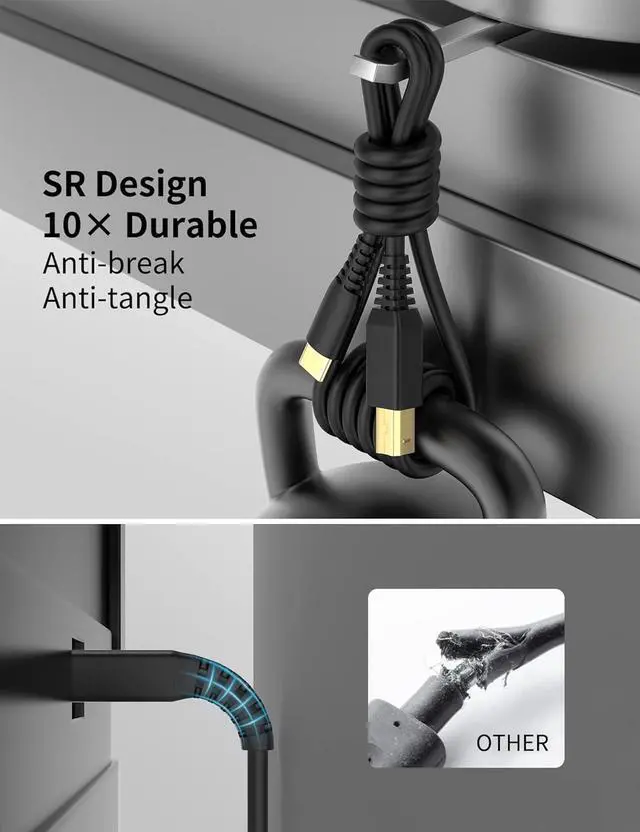 Alt view image 5 of 7 - USB C Printer Cable 6.6FT USB B to USB C Printer Cable 2.0 High-Speed Type C Printer Cord for MacBook Pro/Air USB C MIDI Cable for HP Canon Dell Epson Brother Lexmark and Scanner MIDI DJ Controller