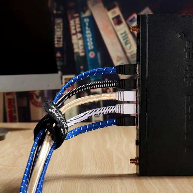 Alt view image 2 of 6 - Cat 8 Ethernet Cable, Nylon Braided 10ft High Speed Network Cable LAN Cable Wires CAT 8 RJ45 Ethernet Cable Cord 3ft 10ft 16ft 26ft 33ft 50ft 66ft 100ft (Black 10ft) for Printer