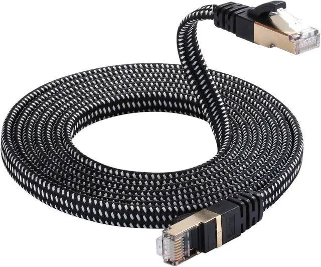 Alt view image 6 of 6 - Cat 8 Ethernet Cable, Nylon Braided 10ft High Speed Network Cable LAN Cable Wires CAT 8 RJ45 Ethernet Cable Cord 3ft 10ft 16ft 26ft 33ft 50ft 66ft 100ft (Black 10ft) for Printer