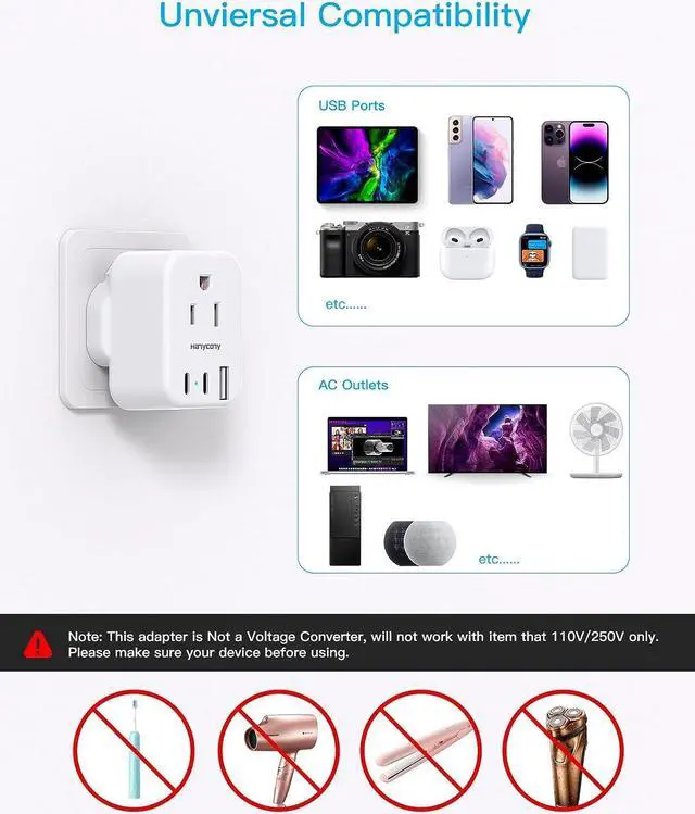 Alt view image 5 of 7 - UK Travel Plug Adapter US to UK Type G Ireland Travel Adapter with 2 Outlets 3 USB Ports(2 USB C) UK Power Adaptor for USA to Dubai England London Scotland British Kenya Qatar Irish HongKong 2 Pack