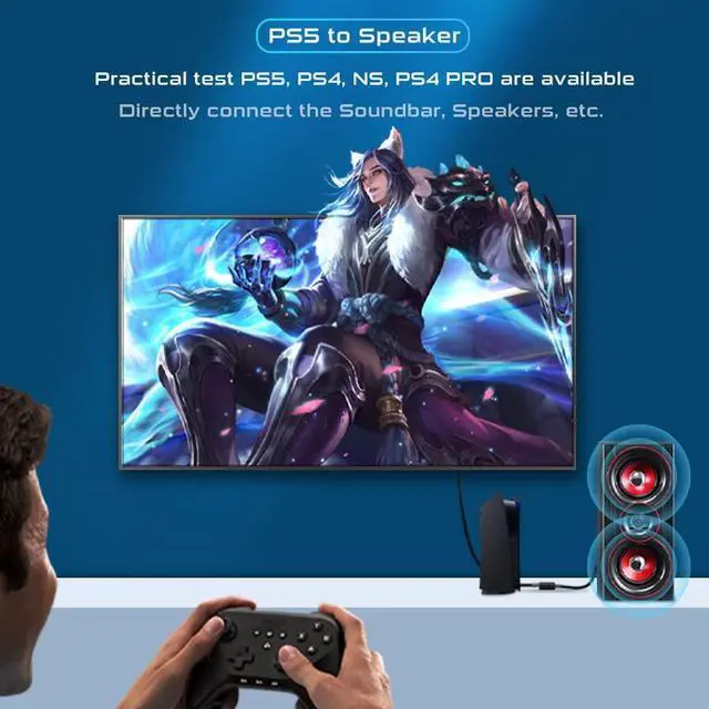 Alt view image 3 of 7 - USB to Optical Spdif Toslink & 3.5mm Audio Adapter Converter Support USB-A & USB-C Type-C Port for PS5 PS4 NS Laptop Phone to Sound bar Speakers