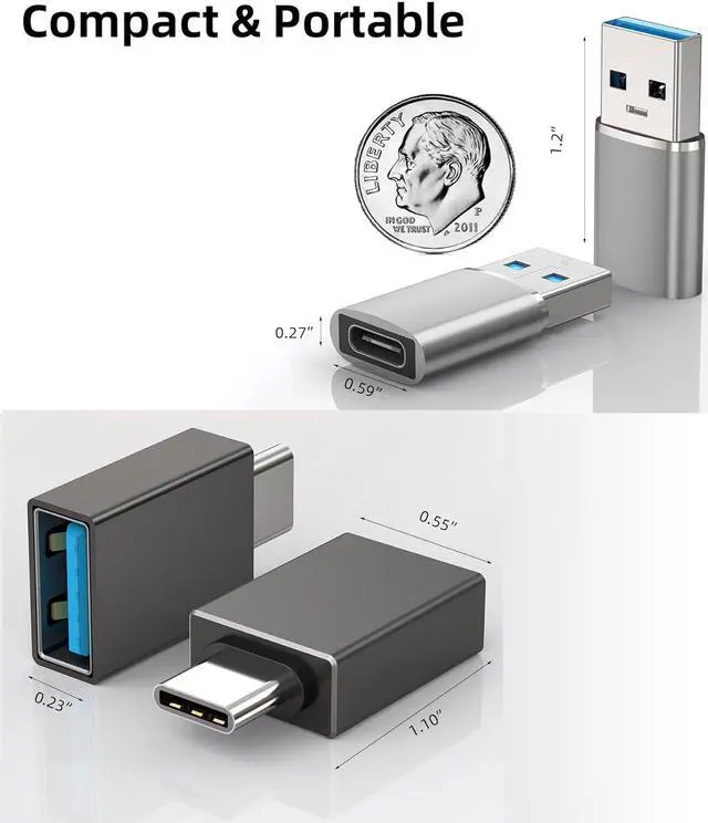 Alt view image 6 of 6 - USB C to USB Adapters USB to USB Type C OTG Adapter for Android USB 3.2 Converter Fast Charging Fast Data Transfer Adaptor for iPad AirPods iWatch Keyboard Mouse Laptop PC