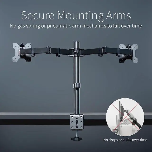 Alt view image 4 of 7 - Dual Monitor Desk Mount Heavy Duty Fully Adjustable Steel Stand Holds 2 Computer Screens up to 30 inches and Max 22lbs Each Black STAND-V002