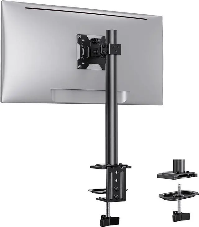 Main image of Ergear Monitor Mount for Most 13-32" Computer Screens up to 17.6lbs, Improved LCD LED Monitor Riser, Adjustable Height and Angle, Single Desk Mount Stand, Black, EGCM12
