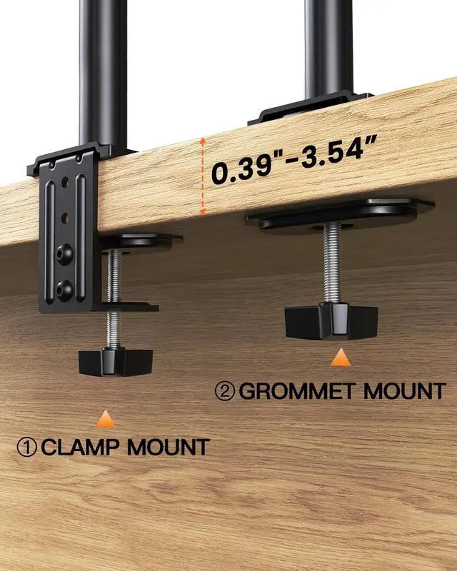 Alt view image 7 of 7 - Ergear Monitor Mount for Most 13-32" Computer Screens up to 17.6lbs, Improved LCD LED Monitor Riser, Adjustable Height and Angle, Single Desk Mount Stand, Black, EGCM12