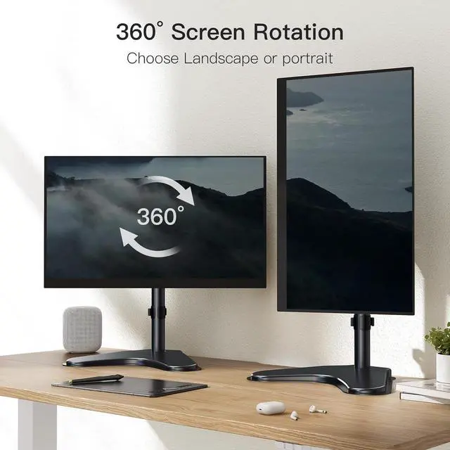 Alt view image 5 of 6 - HUANUO Single Monitor Stand, Free Standing Monitor Desk Stand for 13 to 32" Computer, Height Adjustable Monitor Mount Full Motion Swivel VESA 75x75mm/100x100mm Heavy Duty Steel Base up to 17.6 lbs
