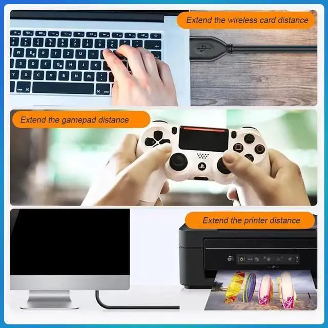 Alt view image 5 of 6 - USB extension cable, (2 PACK 1FT) USB 3.0 male to female extension cable withstands fast data transfer compatible with USB keyboard, mouse, webcam, camera, phone, USB hub, printer, hard drive, etc