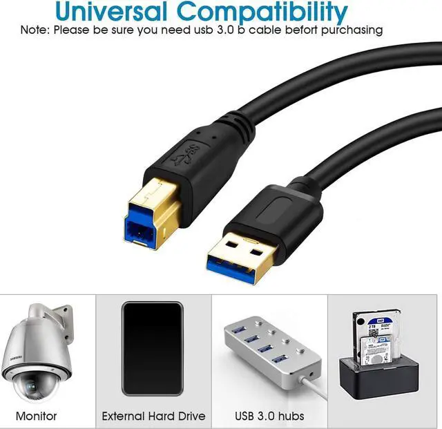 Alt view image 3 of 7 - Jelly Tang USB 3.0 Cable A Male to B Male 10Ft Superspeed USB 3.0 A-B/A Male to B Male Cable - for Scanner Printers Desktop External Hard Drivers and More(10Ft/3M)