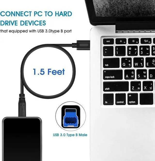 Alt view image 6 of 7 - Jelly Tang USB 3.0 Cable A Male to B Male 10Ft Superspeed USB 3.0 A-B/A Male to B Male Cable - for Scanner Printers Desktop External Hard Drivers and More(10Ft/3M)