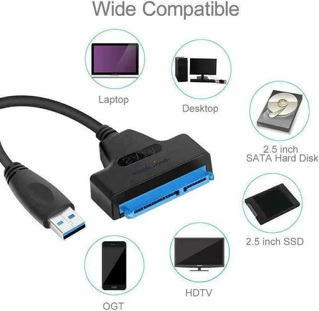 Alt view image 7 of 7 - SATA to USB Cable USB 3.0 to SATA III Hard Drive Adapter Converter for 2.5 Inch SSD & HDD Data Transfer Support UASP (Black) Enterprises USA