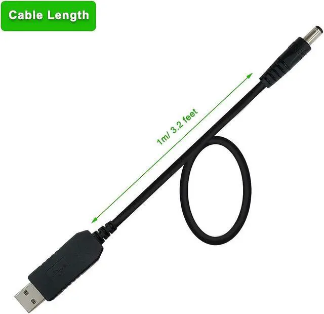 Alt view image 3 of 4 - 9V USB Cable DC 5V Set Up to 9 Volt Converter Power Cord Barrel Tip 5.5 X 2.5MM