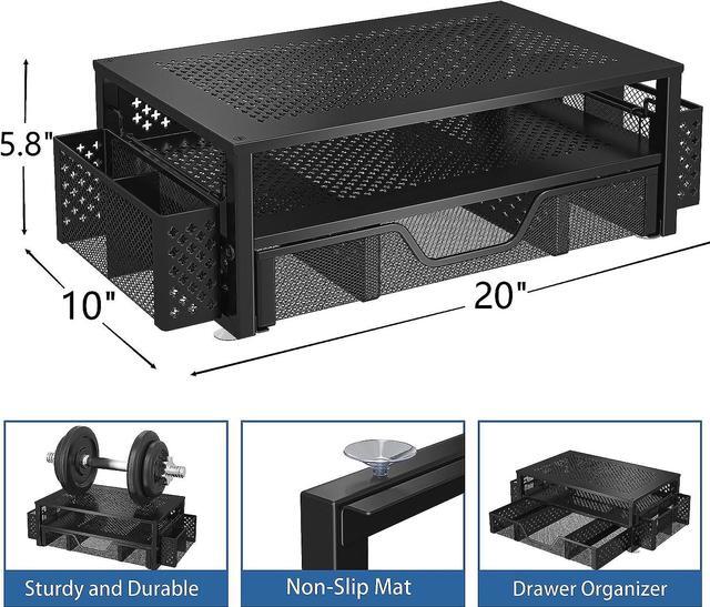 Alt view image 2 of 6 - Simple Trending 2 Tier Metal Monitor Stand Monitor riser and Computer Desk Organizer with Drawer and Pen Holder for Laptop, Computer, iMac, Black