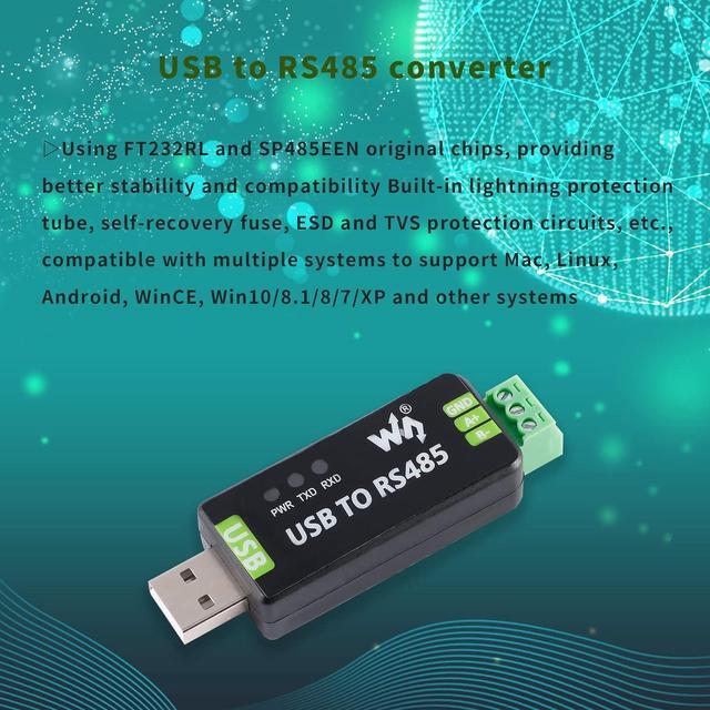 Alt view image 2 of 7 - Industrial Grade USB to RS485 Converter USB to RS485 Converter Adapter Integrated Circuits FT232RL and SP485EEN Chip Embedded Protection Circuit Resettable Fuse RS485 to USB Converter