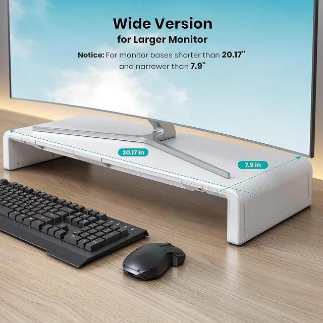 Alt view image 2 of 7 - Monitor Stand Riser, Klearlook Foldable, Height Adjustable Computer Stand, Desk Shelf Riser with Storage Drawer &Tablet Phone Stand for Desktop, Laptop (White)