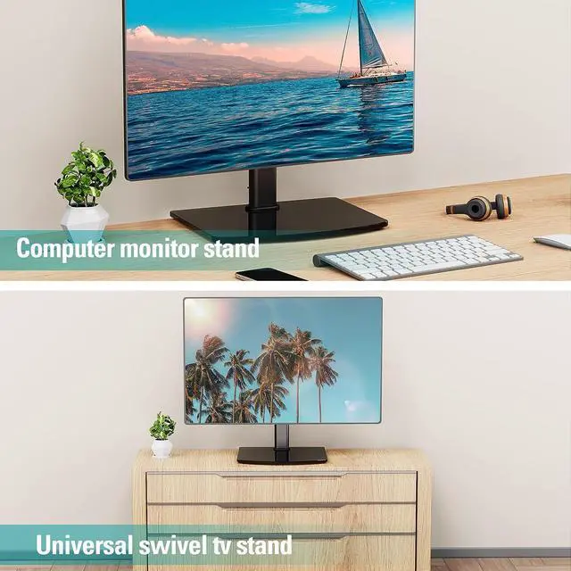 Alt view image 7 of 7 - MOUNT PRO Single Monitor Stand Fits Max 32 inch Computer Screen, Free Standing Monitor Desk Stand, Monitor Mount with Height Adjustable, Swivel, Tilt, Rotation, VESA Monitor Stand 100x100, Black
