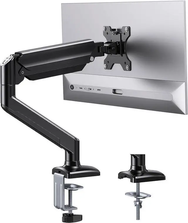Main image of ErGear Single Monitor Arm for 13-34 inch Screens, Adjustable Gas Spring Monitor Mount Holds up to 22 lbs, Computer Monitor Stand with VESA Mount, C-Clamp & Grommet Base, Max VESA 100x100mm,