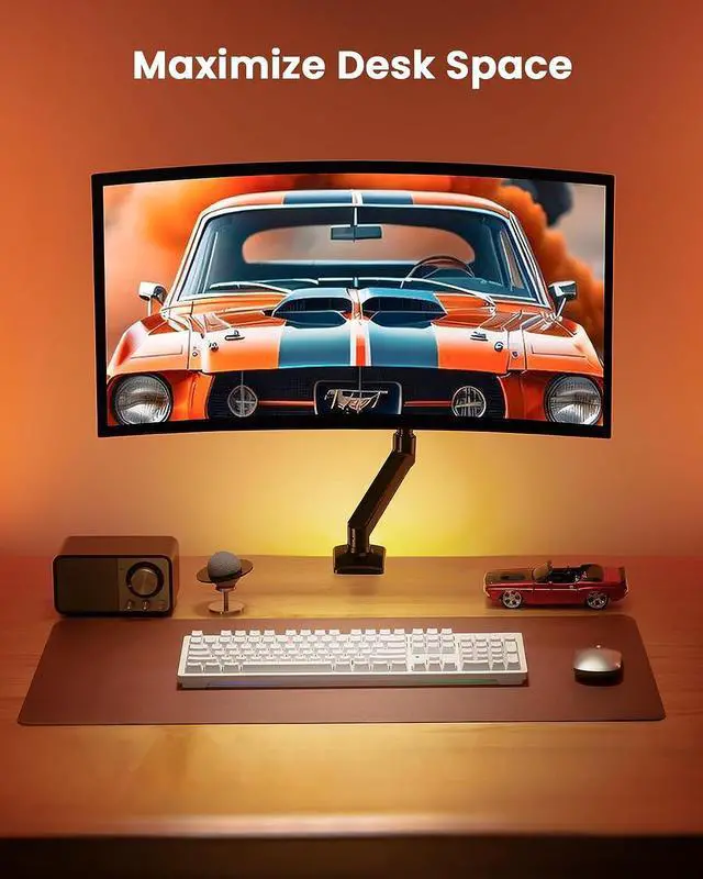 Alt view image 6 of 7 - ErGear Single Monitor Arm for 13-34 inch Screens, Adjustable Gas Spring Monitor Mount Holds up to 22 lbs, Computer Monitor Stand with VESA Mount, C-Clamp & Grommet Base, Max VESA 100x100mm,