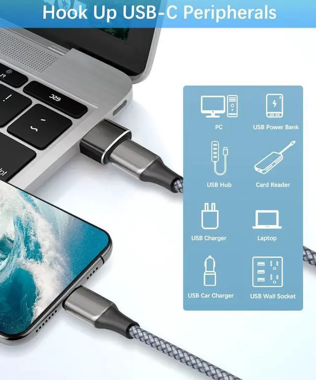 Alt view image 6 of 7 - 4Pack USB to USB C Adapter&Type C Male to 3.0 Female Charger Thunderbolt 4 to Type A OTG Converter for iPhone 16 15 14 Pro Max Plus Mouse Keyboard Galaxy S23 S24 MacBook  Watch CarPlay