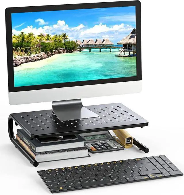 Alt view image 7 of 7 - Monitor Stand Riser, Monitor Riser, Laptop Stand for Desk, Laptop Riser, Desk Organizer for Monitor, Laptop Shelf w/Vented for Screen, Computer Stand for Laptop, PC, Printer, for Home & Office