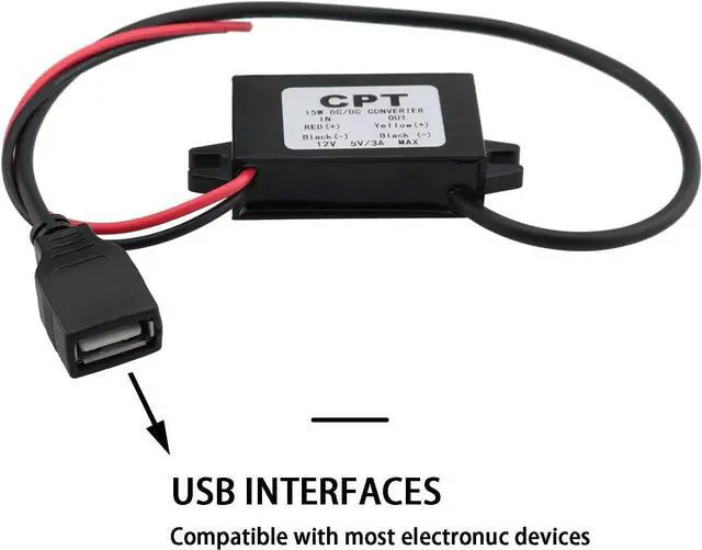 Alt view image 3 of 4 - DC Converter Buck Module DC 12V to DC 5V 3A 15W USB Reduced Voltage Regulator Car Power Converter with Dual USB Output Interface Power Adapter