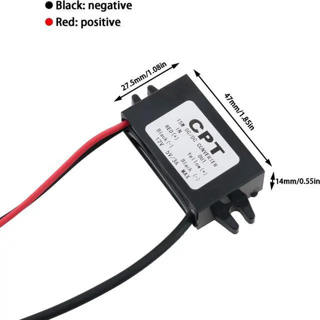 Alt view image 2 of 4 - DC Converter Buck Module DC 12V to DC 5V 3A 15W USB Reduced Voltage Regulator Car Power Converter with Dual USB Output Interface Power Adapter