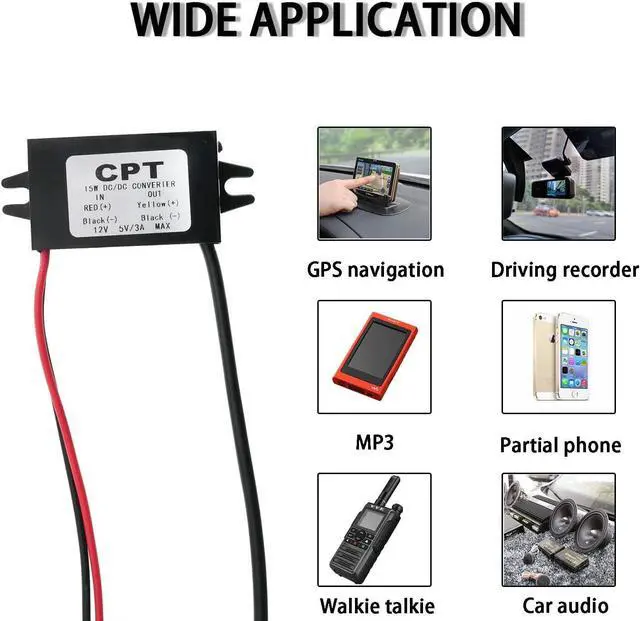 Alt view image 4 of 4 - DC Converter Buck Module DC 12V to DC 5V 3A 15W USB Reduced Voltage Regulator Car Power Converter with Dual USB Output Interface Power Adapter