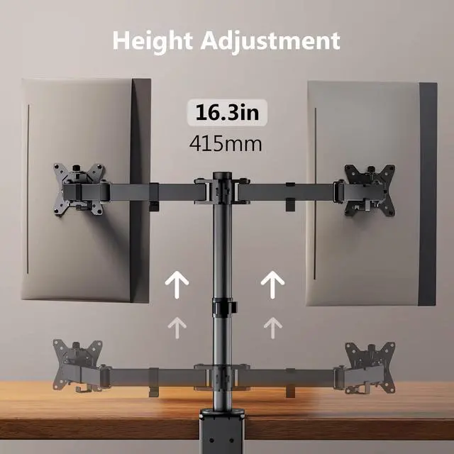 Alt view image 5 of 7 - Dual Monitor Desk Mount Fully Adjustable Dual Monitor Arm for 2 Computer Screens up to 32 inch Heavy Duty Dual Monitor Stand for Desk Holds up to 17.6 lbs per Arm Black EGCM1