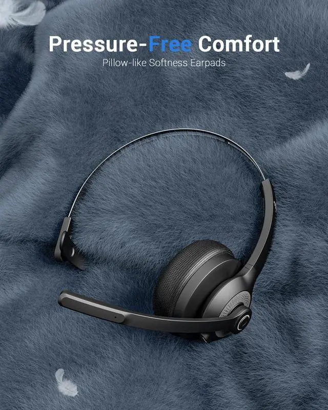 Alt view image 4 of 6 - Wireless Headset with Microphone Bluetooth Headphones - Bluetooth V5.2 Headphones with USB Dongle & Mic Mute for PC/Computer/Laptop/Call Center/Zoom/Online Class/Trucker - Bluetooth Headset